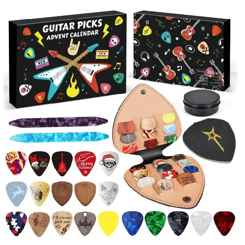 Guitar Pick Advent Calendar with picks, pouch and tin